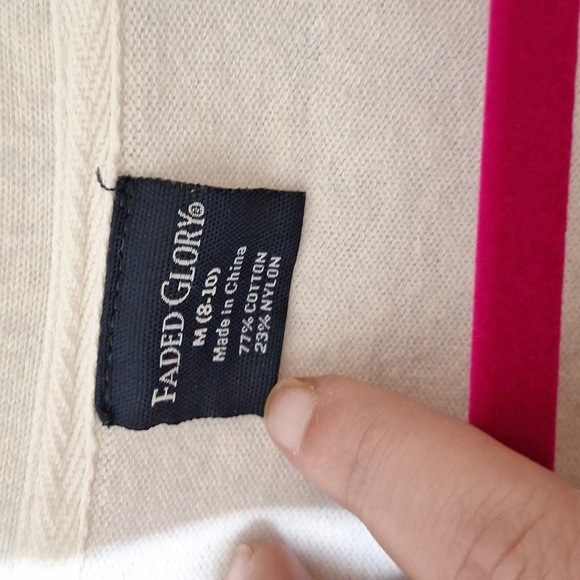 FADED GLORY SIZE MEDIUM V-NECK BUTTON DOWN SWEATER CREAM COLORED - Picture 4 of 4